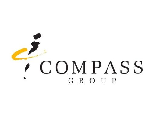 The Compass Group logo, showing serif font that reads "Compass Group" alongside an icon showing a compass made up of pen strokes.